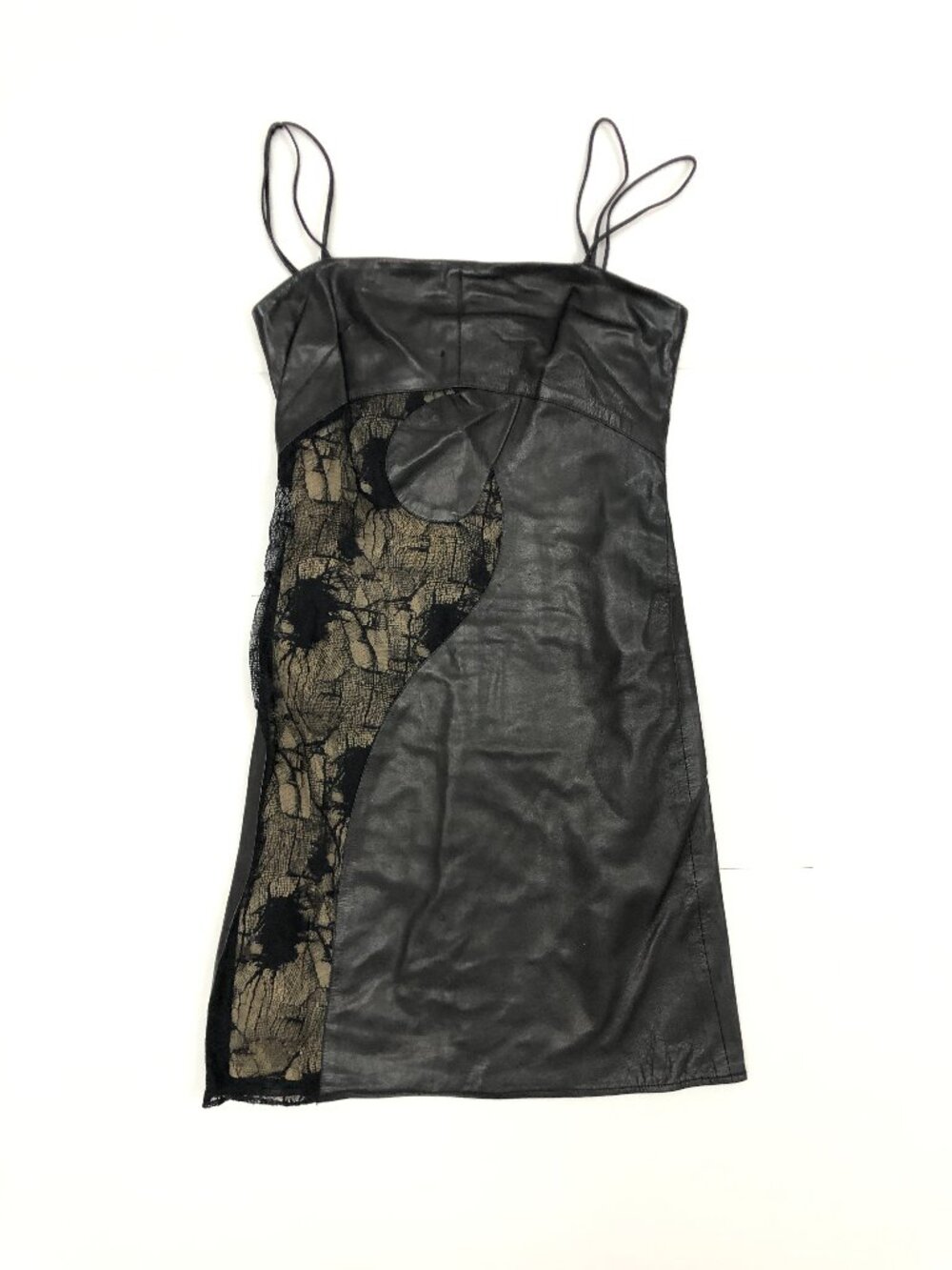 Black Lace and Leather Dress